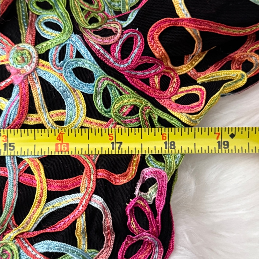 Rainbow Colored Graphic Pattern Button Zipped Top… - image 7